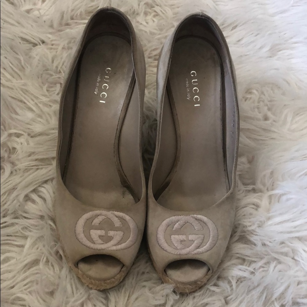 100% AUTHENTIC GUCCI SUEDE WEDGES